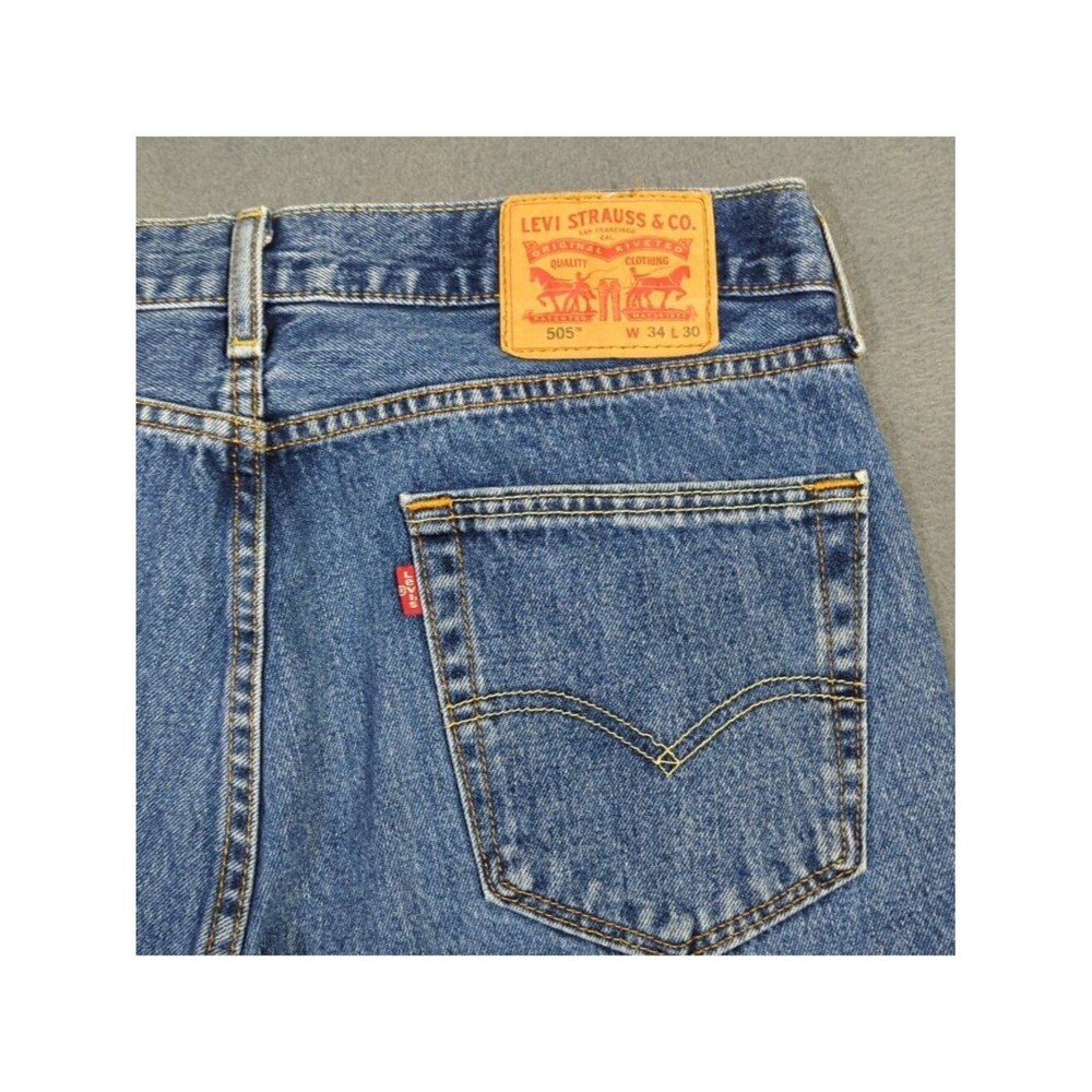 Levi's Jeans Men's 34x30 Fits 34x29 Blue 505 Regular Fit Straight Leg Denim